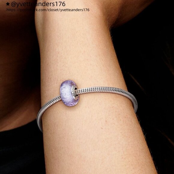 Pandora Wavy Lavender Murano Glass Charm - Picture 5 of 6